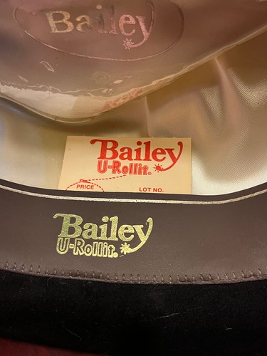 Vintage Bailey Fellmischung schwarz Cowboy Hut 7 1/2 USA Feder & türkis Steine - Bild 5 von 9