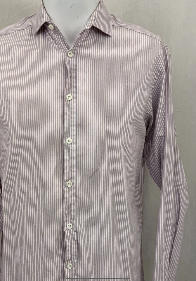 Billy Reid Heirloom French Cuff Shirt 15 32 Pink Stripe Cotton Italy YGI T1-279 - Image 3 of 4