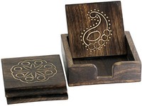 Easter Table Decorations - Coasters For Drinks - Set Of 4 Wooden Coaster Holder on sale Easter Table Decorations - Coasters For Drinks - Set Of 4 Wooden Coaster Holder on sale