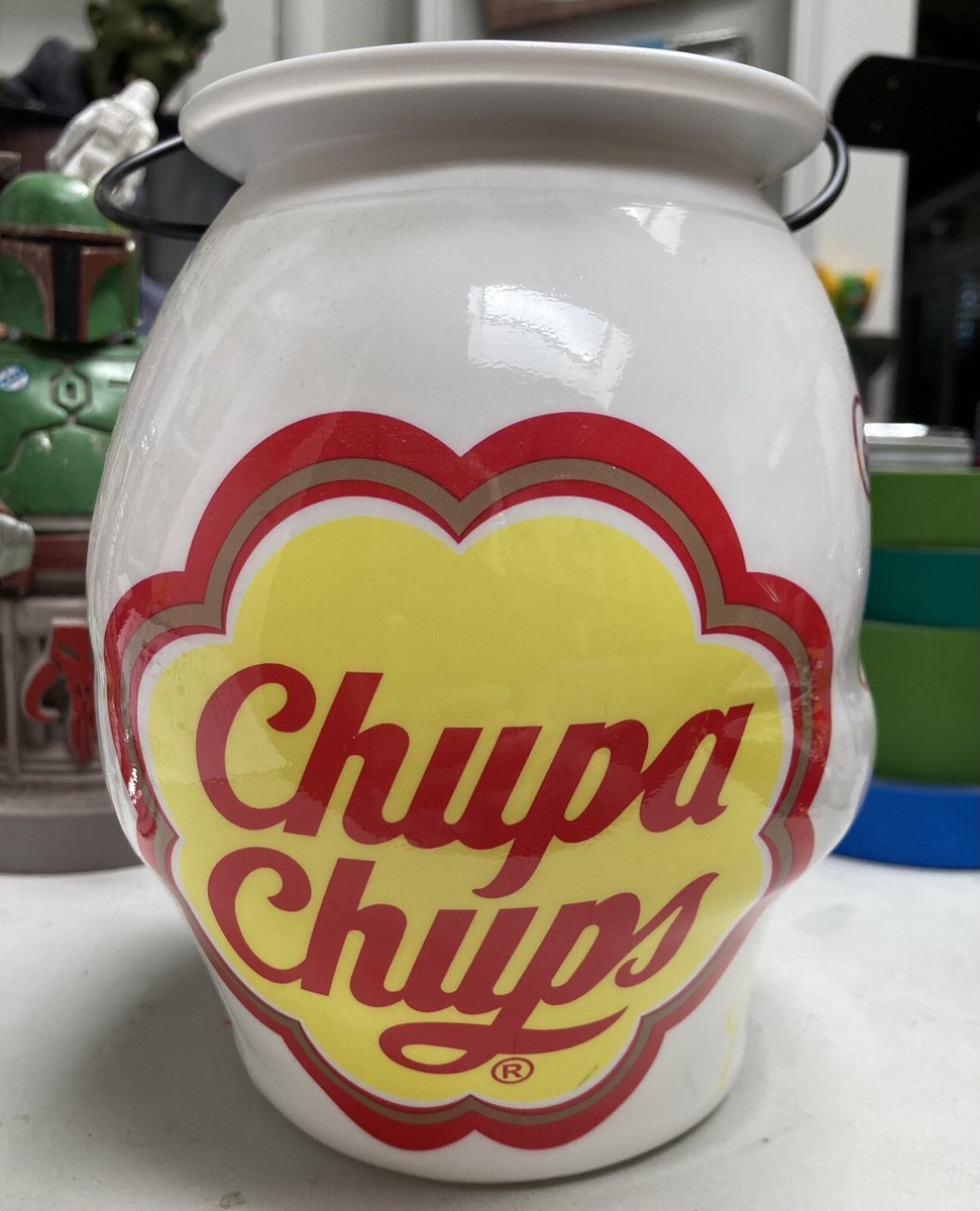 Chupa Chups Skull Candy Container, Bucket, 7 1/4” W/ Handle (Empty