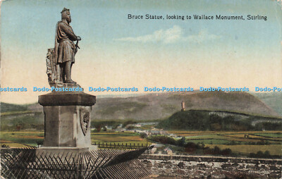 R214808 Bruce Statue looking to Wallace Monument Stirling Valentines Series 1919