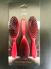 StyleCraft Pro The Fresh Cut Fade & Cleaning Barber Hair Brush 3PACK RED SC318SR