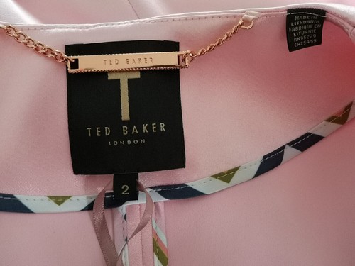 TED BAKER satin bell sleeve belt fit&flare dress coat wedding races SAMPLE 2 10 - Picture 10 of 12
