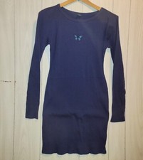 Wild Fable Knit BodyCon Dress M Ribbed Long Sleeve Stretch Blue