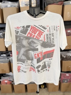Guns N Roses GNR Mens Medium Vintage 1988 ''Lies'' Album Cover White Tshirt  