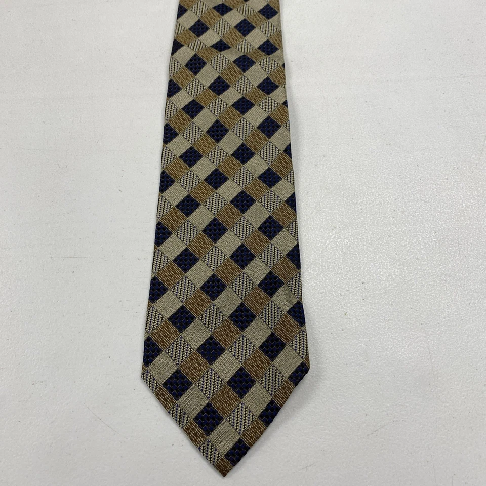 Corbata Hickey Freeman EE. UU. Para hombres Marrón Multicolor Cuadros Cuadros Vintage Seda Cuello Foto 2 de 4