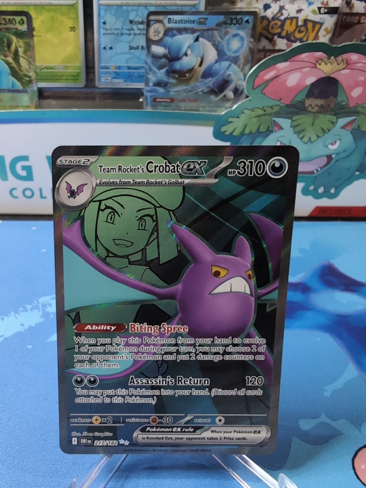 Team Rocket's Crobat ex 217/182 Double Rare Full Art Pokemon Destined Rivals NM