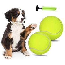 2 Pack Big Tennis Ball for Dogs - 9.5" and 8" Inflatable 9.5 inch and 8 inch