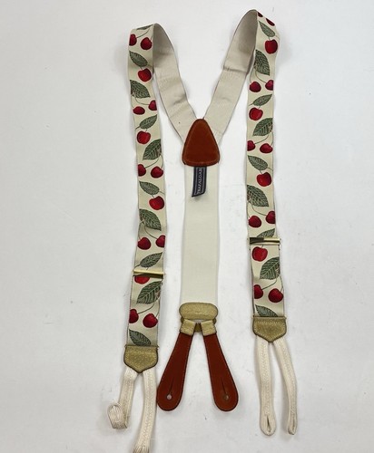 TRAFALGAR Suspenders Rare Limited Edition Cerise Cherries Braces Fruit Silk