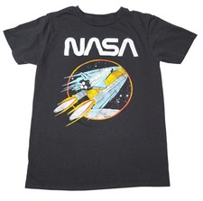 Kid's Nasa United States Spaceship Black T-shirt Tee Youth XL Super Soft Top