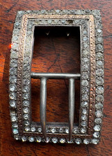 Small Silver backed Georgian Shoe Buckle with Gold inlay and Paste Stones