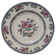 Antique 19th Century F. Winkle & Co. Whieldon Ware "Mandarin" Pattern Deep Plate
