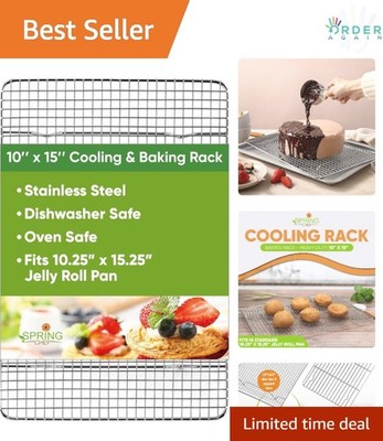 Stainless Steel Cooling Rack 10x15 Inch Heavy Duty Oven Safe for Baking Cooking