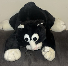 Alley Kats Black Cat Plush White Paws Stuffed Kitty Vintage 1986  JRL Toys 15"