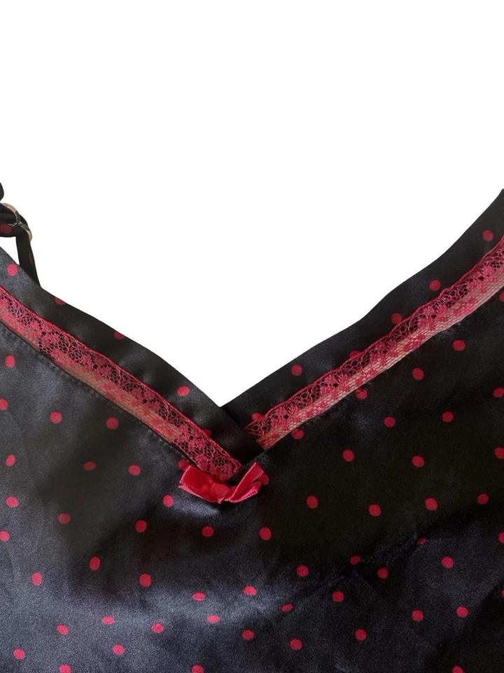 Vestido midi vintage sin mangas Gilligan & O'Malley para mujer talla L negro rojo lunares Foto 3 de 4