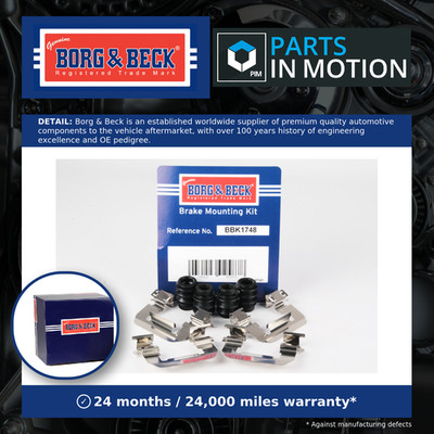 Brake Pad Fitting Kit Rear BBK1748 Borg & Beck Genuine Top Quality Guaranteed