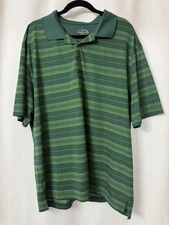 Champions Tour Golf Polo Shirt XXL Green Striped Short Sleeve Mens N23