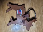 Leather REINDEER DOOR CHIME Buck w/BRASS SLEIGH BELLS Made in USA 6.5" × 7" Tall — photo 5