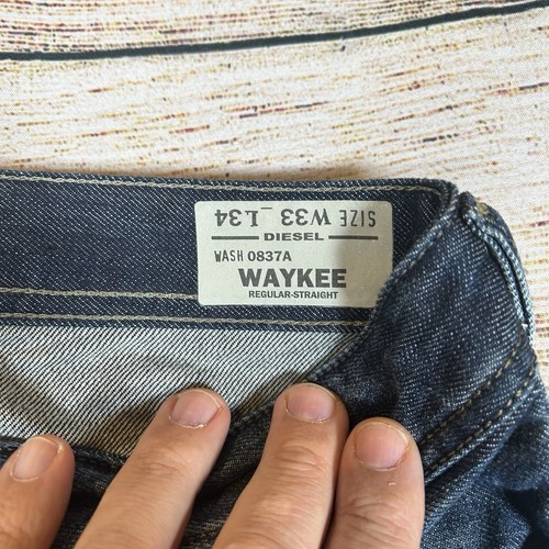 Diesel Men's Jeans W33 L34 Blue Waykee Stretch Regular Straight Denim Wash 0837A - Picture 18 of 20