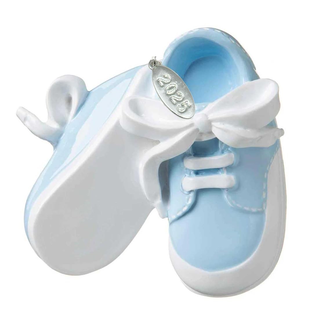 3" Baby Boy Shoe Ornament Babys First Christmas Ornament 2025 Blue Baby Booti...