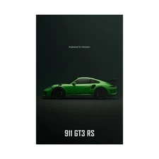 Porsche 911 GT3 RS Poster – Green Track Supercar Wall Art Print, Racing Decor