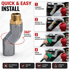 34 Fuel Hose Nozzle Swivel 360 Rotating Dual Npt Transfer Pump Fitting