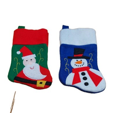 NEU 2 x Santa's Best Filz Weihnachtsstrümpfe Weihnachtsmann & Schneemann 15 cm x 9,5 cm  