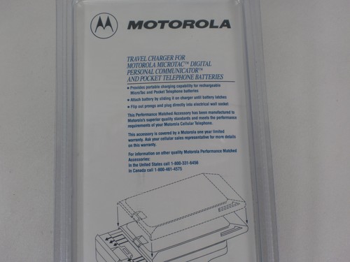 Caricabatteria da viaggio vintage Motorola MicroTAC nuovo sigillato 99416 cellulare digitale OEM - Foto 5 di 6