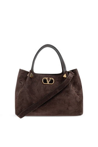 Valentino Garavani - Women - Suede bag with logo - Brown