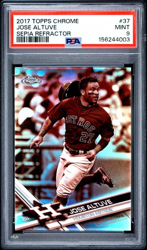 2017 TOPPS CHROME SEPIA REFRACTOR #37 JOSE ALTUVE PSA 9
