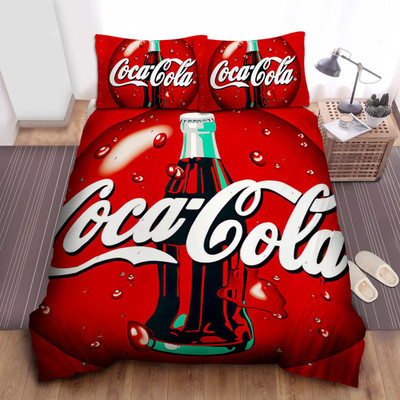 Coca-Cola Flasche Bettwäsche Set Getränke Bettbezug 135x200 Kissenbezüge 80x80