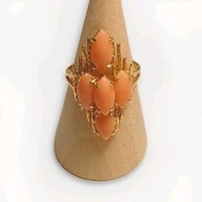 Vintage 14k Yellow Gold 3.30 Carat Coral Cock...
