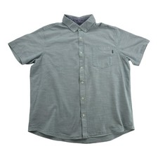 Hurley Men's Light Blue Slub Button Down Shirt Short Sleeve Size XL