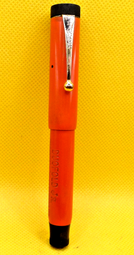Parker Vintage bandloser Junior Duofold Kugelschreiber -- roter Hartgummi - fein - großer Aufdruck - Bild 1 von 10