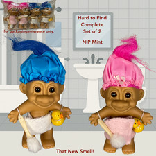 His and Hers Couple Set of 2 Bathtime Shower Vintage Russ Troll Doll MOC NIB NIP
