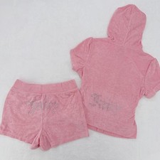 NWT Juicy Couture Pink Terry Cloth Shorts Set Size S Y2K Bling Loungewear