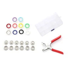 Sewing Buttons Prong Ring Press Studs Snap Fastener Plier 9.5 100pcs Set d