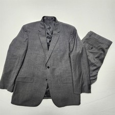 Awearness Kenneth Cole 46R 40x30 Gray Herringbone Stretch Wool Slim Mens Suit