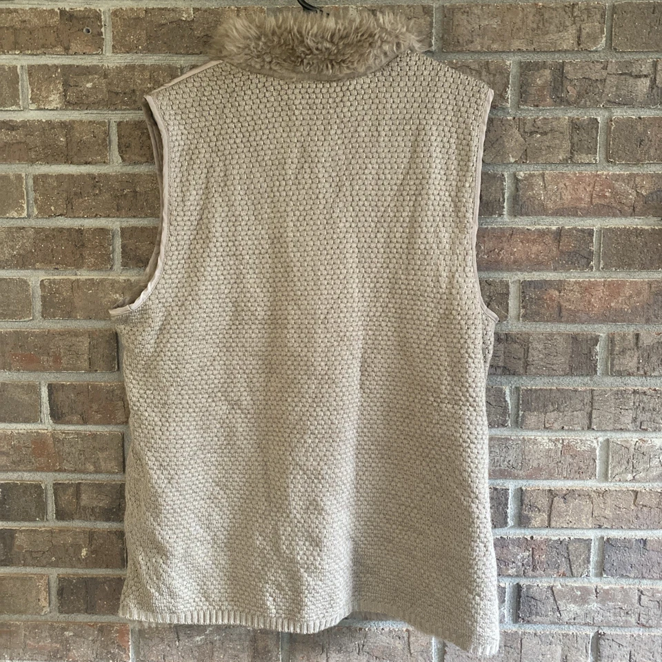 Chicos Mujer Sin Mangas Chaleco Abombado Chaqueta Cuello Piel Sintética Talla XL 3 Marrón Tostado Foto 3 de 3