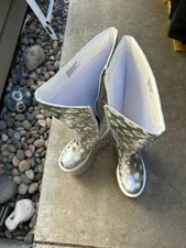 Space Boots Holo Hexa Prism Stompers Size 7 platform shoes 5.25"  defects --LIB3