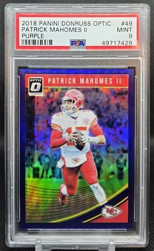 2018 Donruss Optic 🟣 Purple Prizm /50 PATRICK MAHOMES #49 PSA 9
