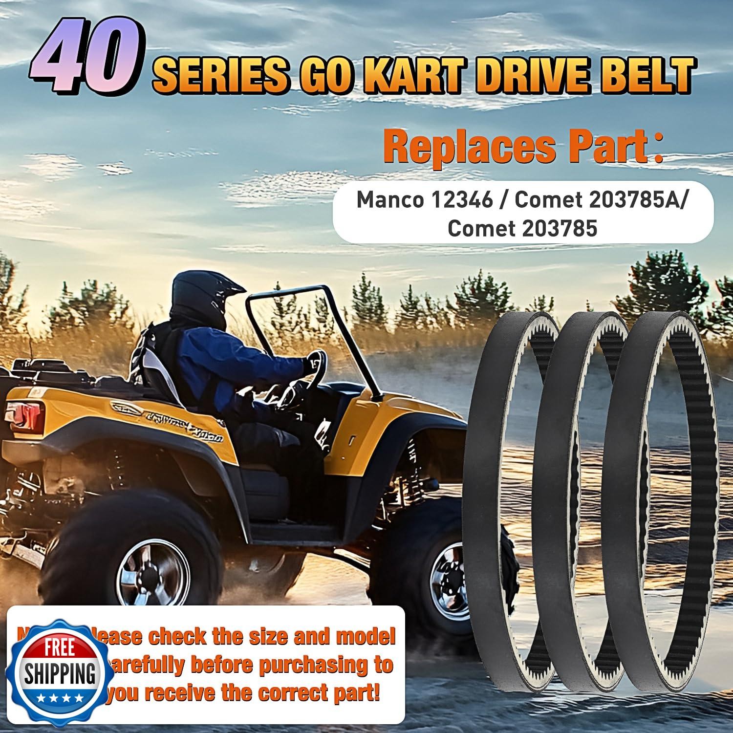 Nilight Go Kart Drive Belt 40 Series Torque Converter Belt Replacement for Co