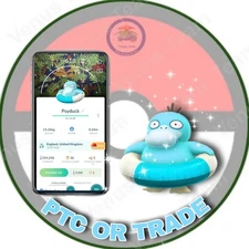 Pokémon Go ✨ Shiny Psyduck Swim Ring Special Backround ✨ PTC 80k or 1Mil Dust