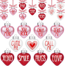 11 Pcs Valentines Day Heart Ornaments, 2.4 Inch Red Pink White Valentine'S Heart