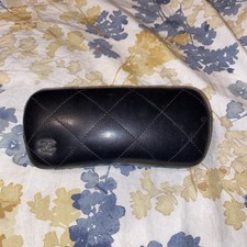 CHANEL Black Quilted Leather Logo Glasses Sunglasses Hard Case