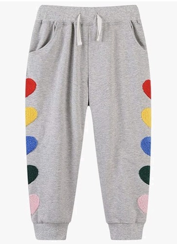 Mini Boden Cozy Rainbow Hearts Joggers Gray Sweatpants Girl's 14 Y - Picture 5 of 14