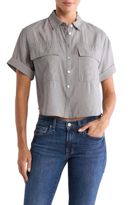 Madewell Crop Utility Button-Up Shirt in Dusk Grey Size S