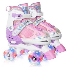 Kids Roller Skates for Girls Purple for Big Kids Age 7 8 9 10 Adjustable Al...