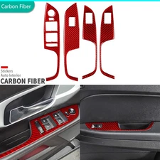 Red Carbon Fiber Window Lift Switch Panel Cover For GMC Terrain Equinox 2010-17
