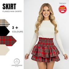 Minigonna donna con volant rara vita alta tartan plissettata quadri gonne corte estive
